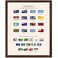 Poster Master Oceania Countries & Capitals Poster - Educational Print - Learning Materials Art - Flag Art - Gift for Student & Teacher - Great Decor for Classroom or Library, 8x10 Brown Framed