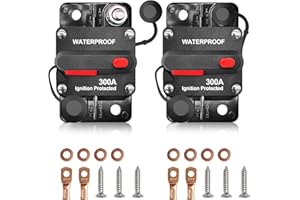 HUBRV 300Amp Circuit Breaker DC 12V-48V for Marine Boat Trolling Motor Automotive RV Trailer Car Solar System Battery Disconnect with Manual Reset Switch, IP67 Waterproof (Pack of 2)
