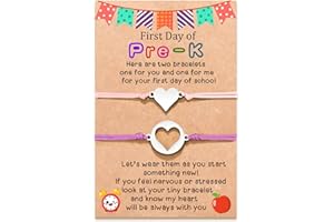 MANVEN First Day of School Bracelets for Mom and Daughter Back to school Gifts Mommy and Me Mother and Daughter Bracelets Matching Heart Wish Bracelets (Colorful)