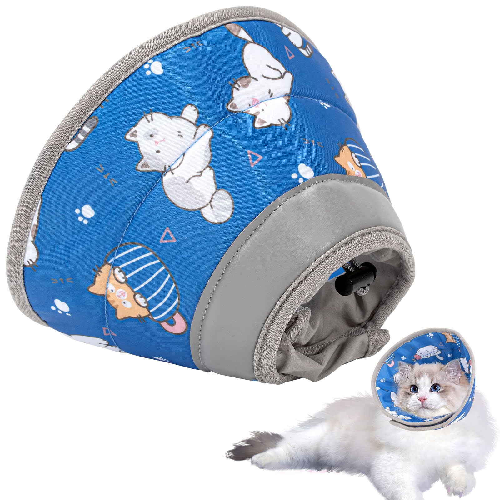 Cat Soft, Adjustable Recovery Collar & Cone, Pet Recovery Collar to Stop Licking (Blue, L)