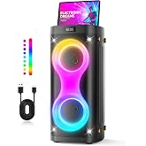 Bluetooth Speaker with Lights, Portable Party Speaker for Home and Outdoor | Portable PA System with Lights, Floorstanding Speaker Supports USB/TF Card/TWS/AUX for Family Party Home Entertainment