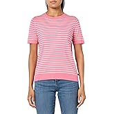 Nautica Women's V Neck Stripe Short Sleeve Sweater