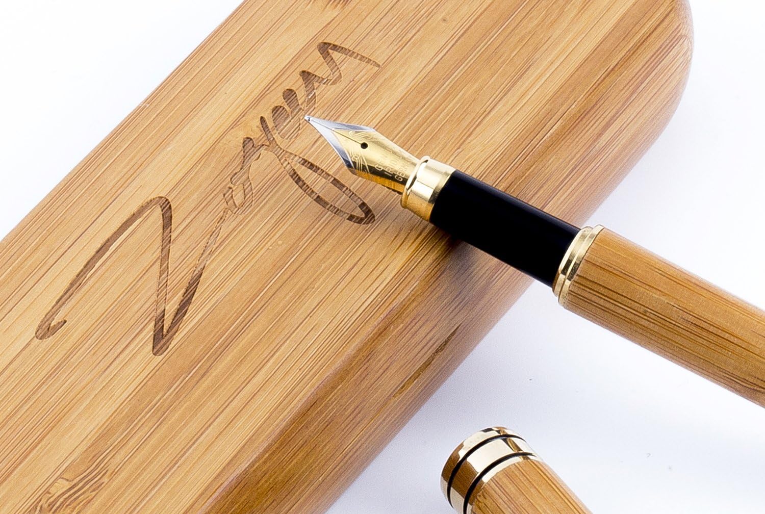 100% Handcrafted Fountain Pen｜Bamboo Vintage Sets for Drawing and Writing｜Best Gifts Pen with Natural Case,Ink Cartridges and Ink Refills Converter｜You Get Luxury Glod Nibs Executive Calligraphy Pens