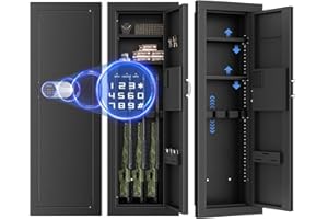 Bonusall 43"H Wall Gun Safe Between Stud with Digtal Lock,Assembled Rifle Safe with Removable Shelf and Adjustable Racks,Wall Gun Cabinet for Money，Jewelry，Rifles and Pistols(Black)