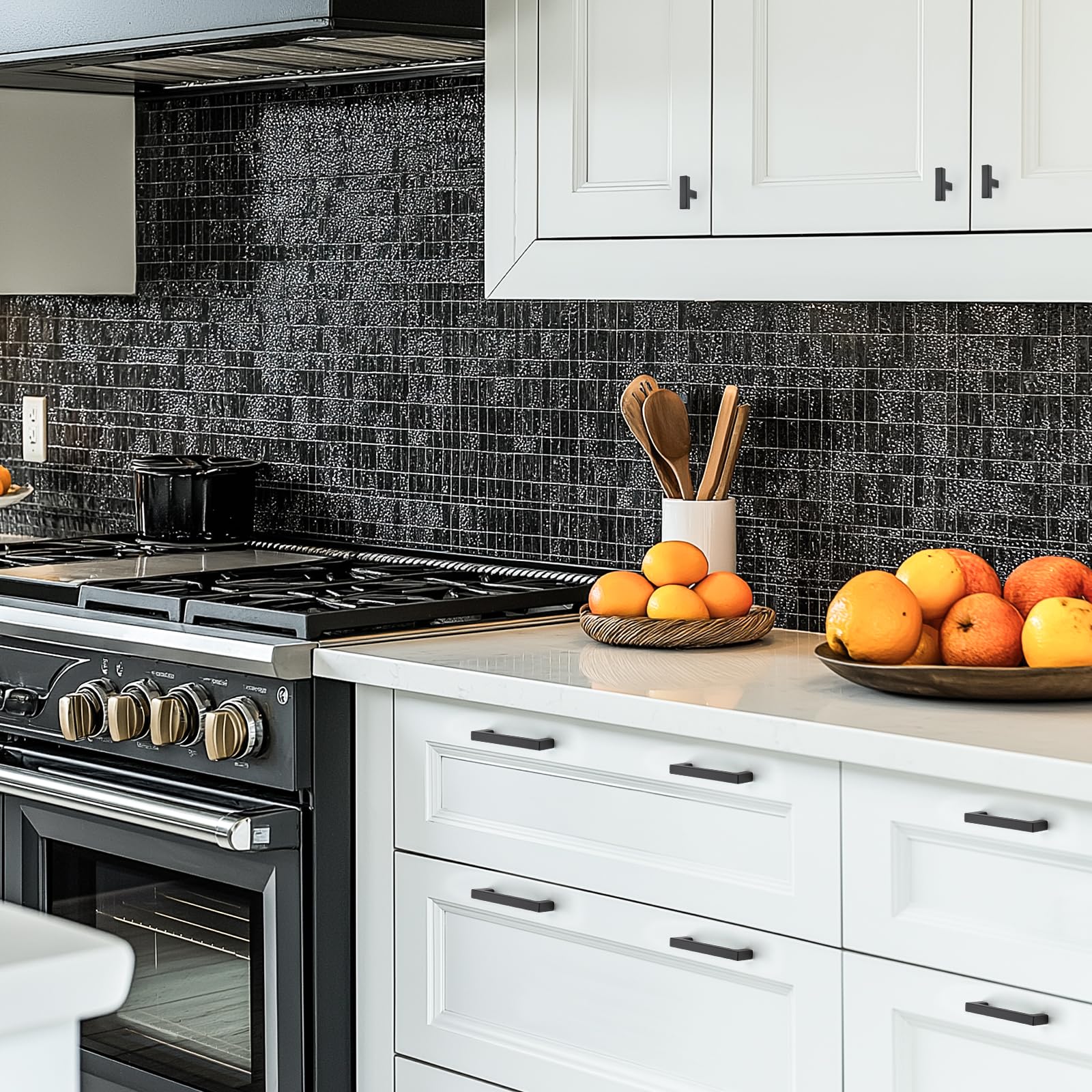 JOY DECOR 4 Pack Cabinet Handles, Black Cabinet