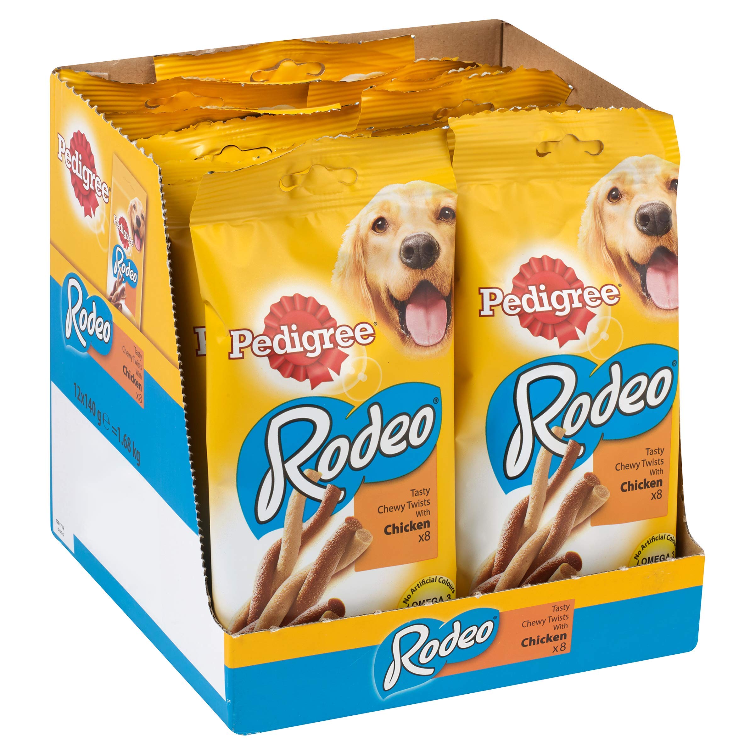 Pedigree Rodeo Dog Treats with Chicken, 8 Sticks, 140 g (Pack of 12)
