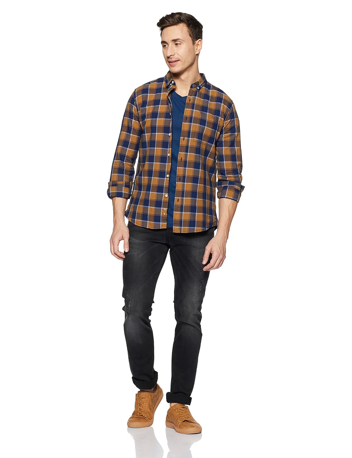 flying machine checked slim fit shirt