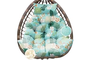 Tycdiose Outdoor Hanging Egg Chair Cushion Replacement, Extra Large Waterproof Egg Swing Cushions with Headrest Pillow and Ti