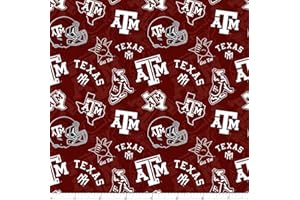 SYKEL ENTERPRISES NCAA Texas A&M Aggies 1178 Tone on Tone Maroon/White, Fabric by the Yard