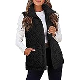 Glamaker Womens Fleece Sherpa Vest Casual Lightweight Outerwear Zip Up Sleeveless Jacket With Pockets