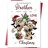 IDU Brother Christmas Card,Funny Christmas Card for Brother,Heartfelt Xmas Holiday Gifts Cards from Family Siblings