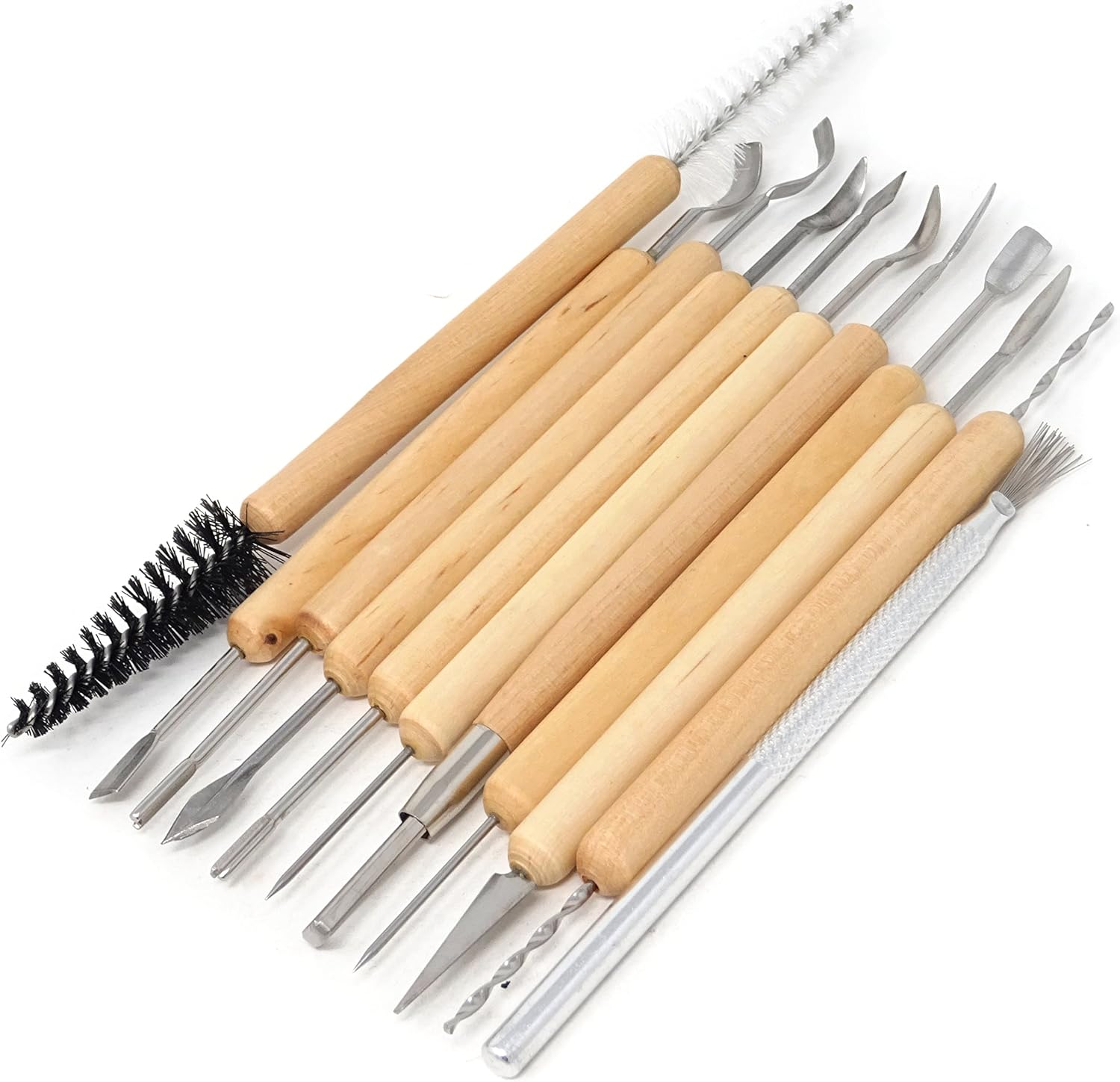 Honbay 11-Piece Clay Cleaning Tool Set Wooden Handle Clay Pottery Sculpting Tools