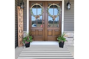 CAINANEL Black and White Striped Outdoor Rug Front Porch Rug 35.4''x59'' Cotton Hand-Woven Welcome Mats Layered Door Mats for Front Porch/Entryway/Laundry Room/Bedroom/Outdoor (35.4''x59'')