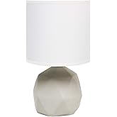 Simple Designs LT2060-WHT Geometric Concrete Table Lamp, White