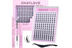 OKAYLOVE Manga Lash Clusters Kit, LIRA 8-18mm Anime Eyelashes Clusters with Spikes, 140pcs CC Curl Fairy Cluster Eyelash Exte