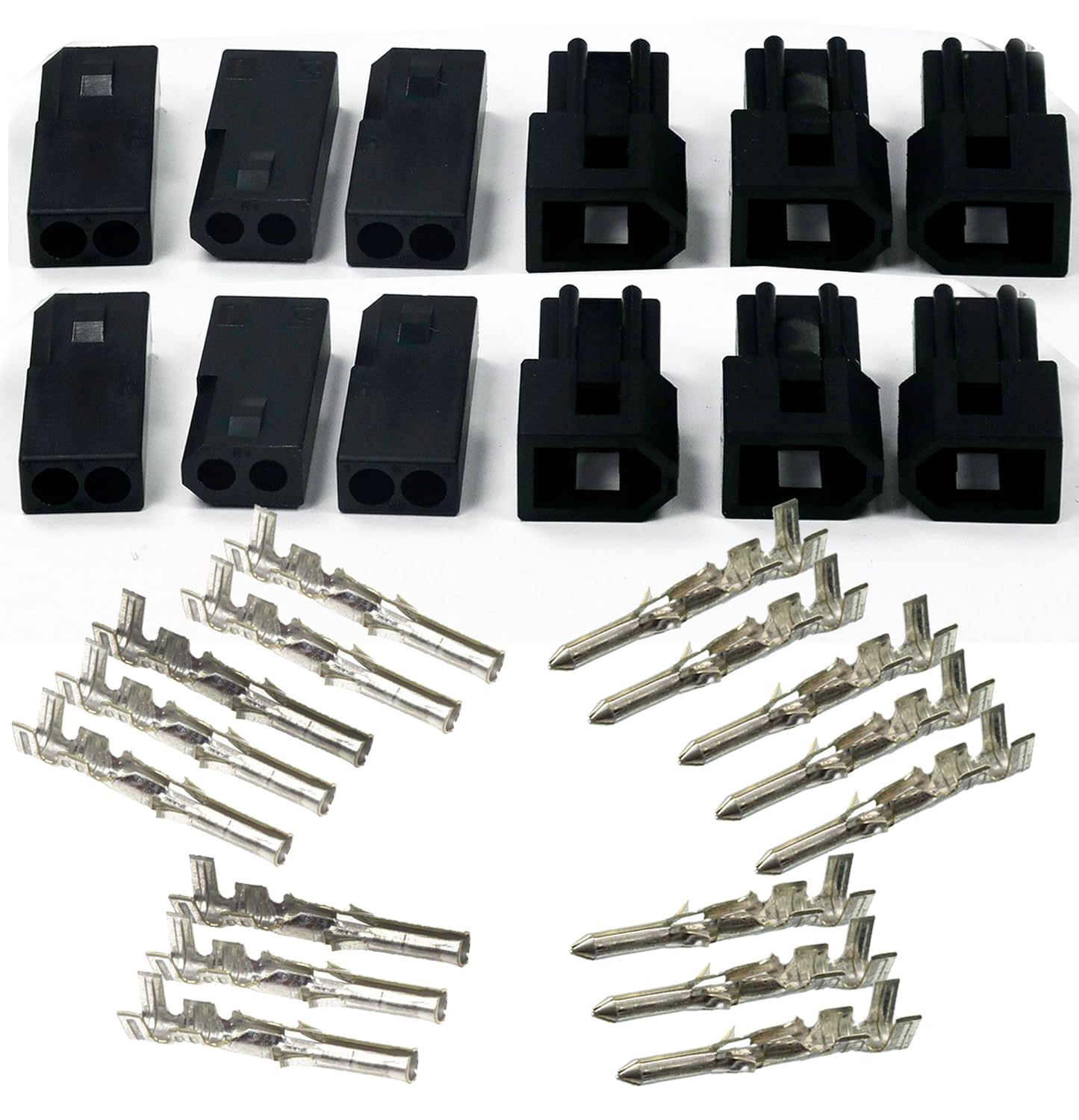 Molex (2Pin) Black Male & Female Receptacle Plug, w/Terminal sockets w/1824 AWG Standard .062
