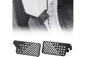 JOYTUTUS Wrangler Foot Pegs Doors Off Compatible with 2007-2026 Wrangler JK JL & Gladiator JT, Door Hinge Foot Pegs Foot Rest Pedals, US Flag Pattern