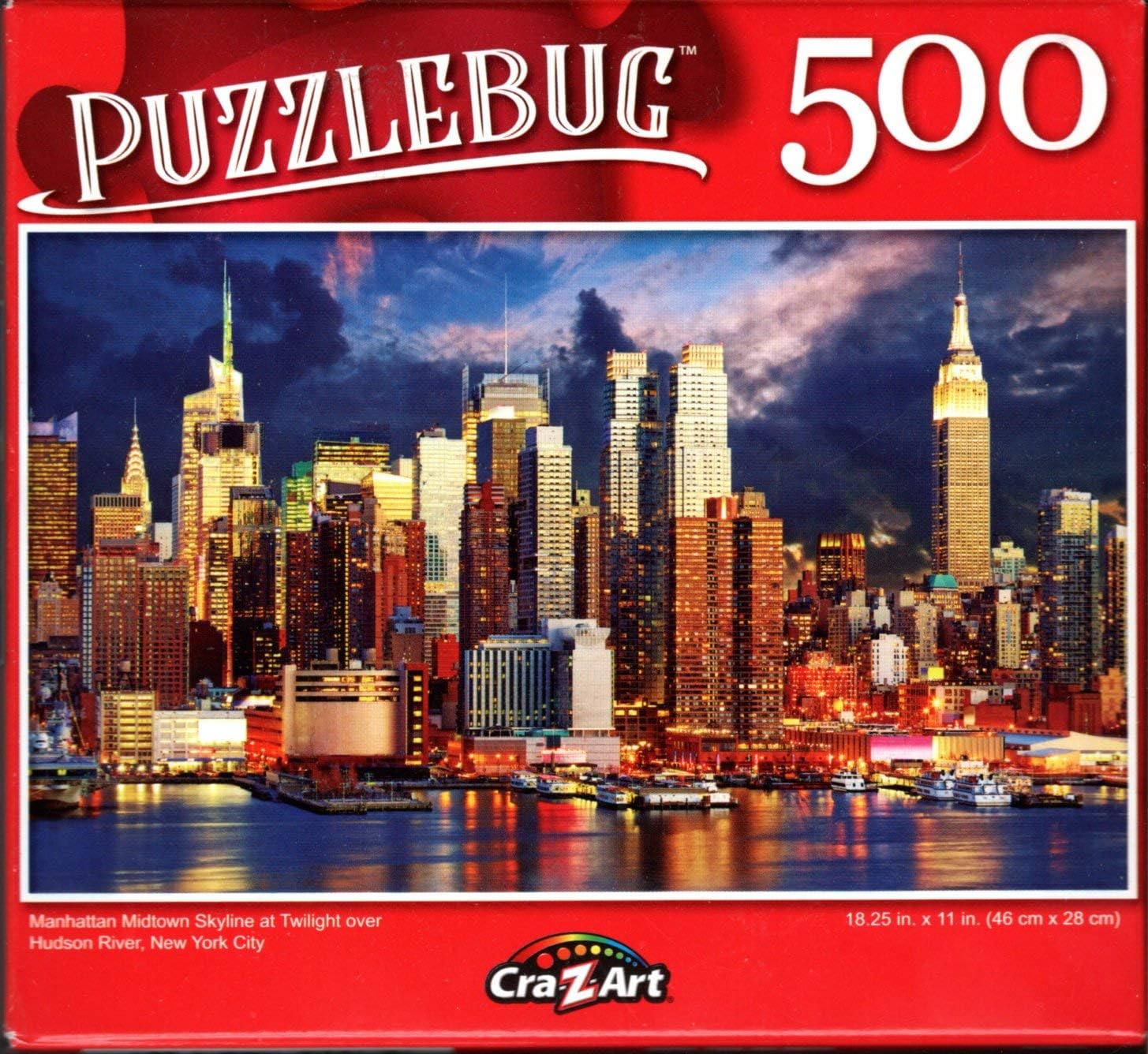 Manhattan Midtown Skyline at Twilight Over Hudson River NYC - 500 Pieces Jigsaw Puzzle