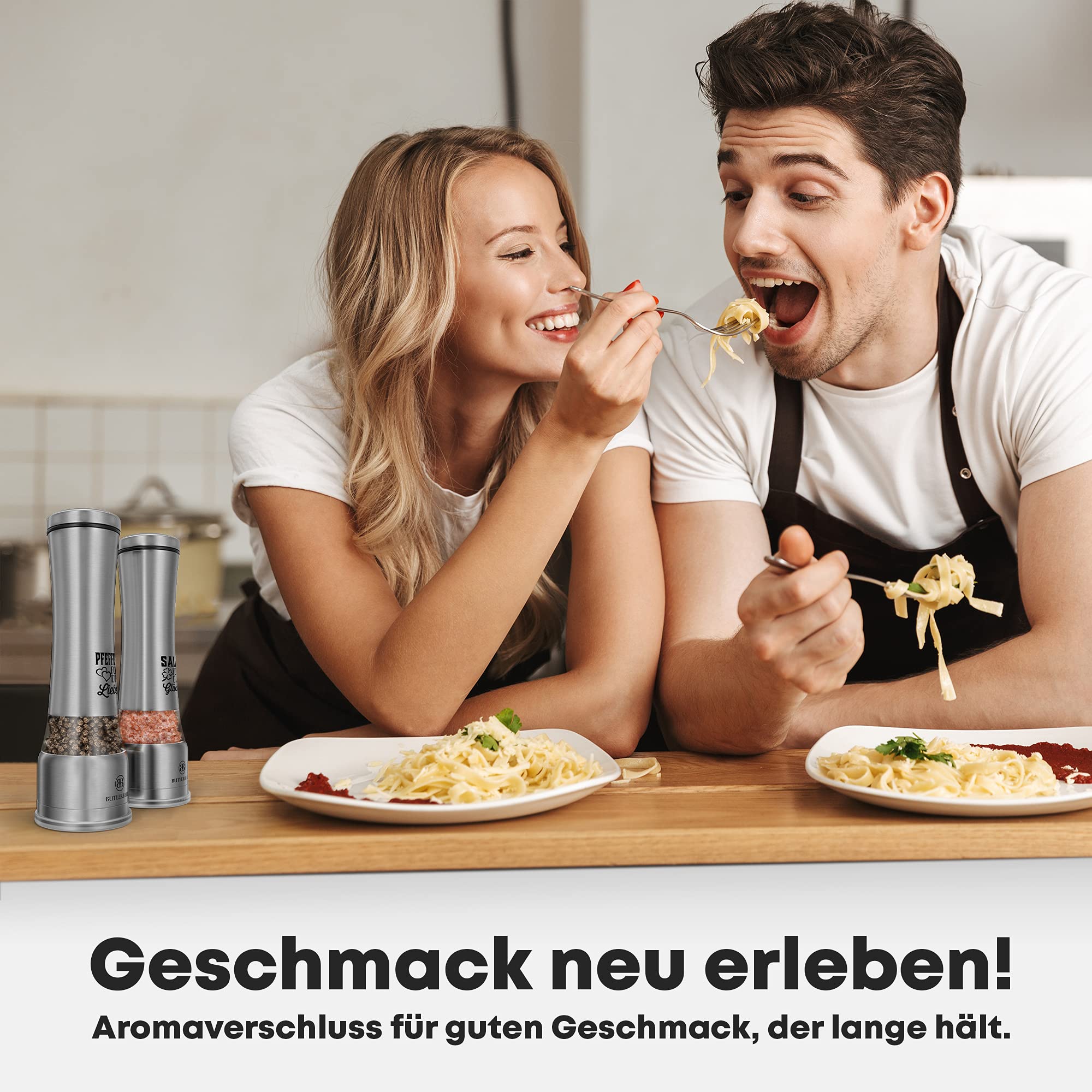 BUTLERBELL® Salz und Pfeffermühle mit Keramikmahlwerk | Gewürzmühlen Set | Hochzeitsgeschenke für Brautpaar 5