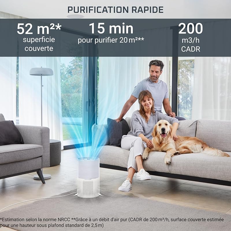 Pure Air Compact, Purificateur d'air intérieur, Purification de l'air très efficace, Rapide, Confort accru, PU2220F0, Gris/Blanc