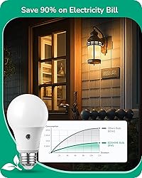 EDISHINE Dusk to Dawn Light Bulbs Outdoor, A19 LED