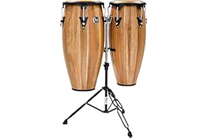 Latin Percussion LPA647-SW Aspire Wood Congas 11-Inch and 12-Inch Set with Double Stand - Siam Walnut/Black