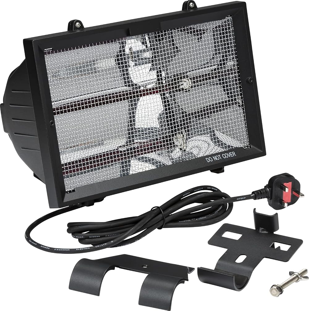 Knightsbridge Outdoor Infrared Heater 1300W Black with Mesh Grille