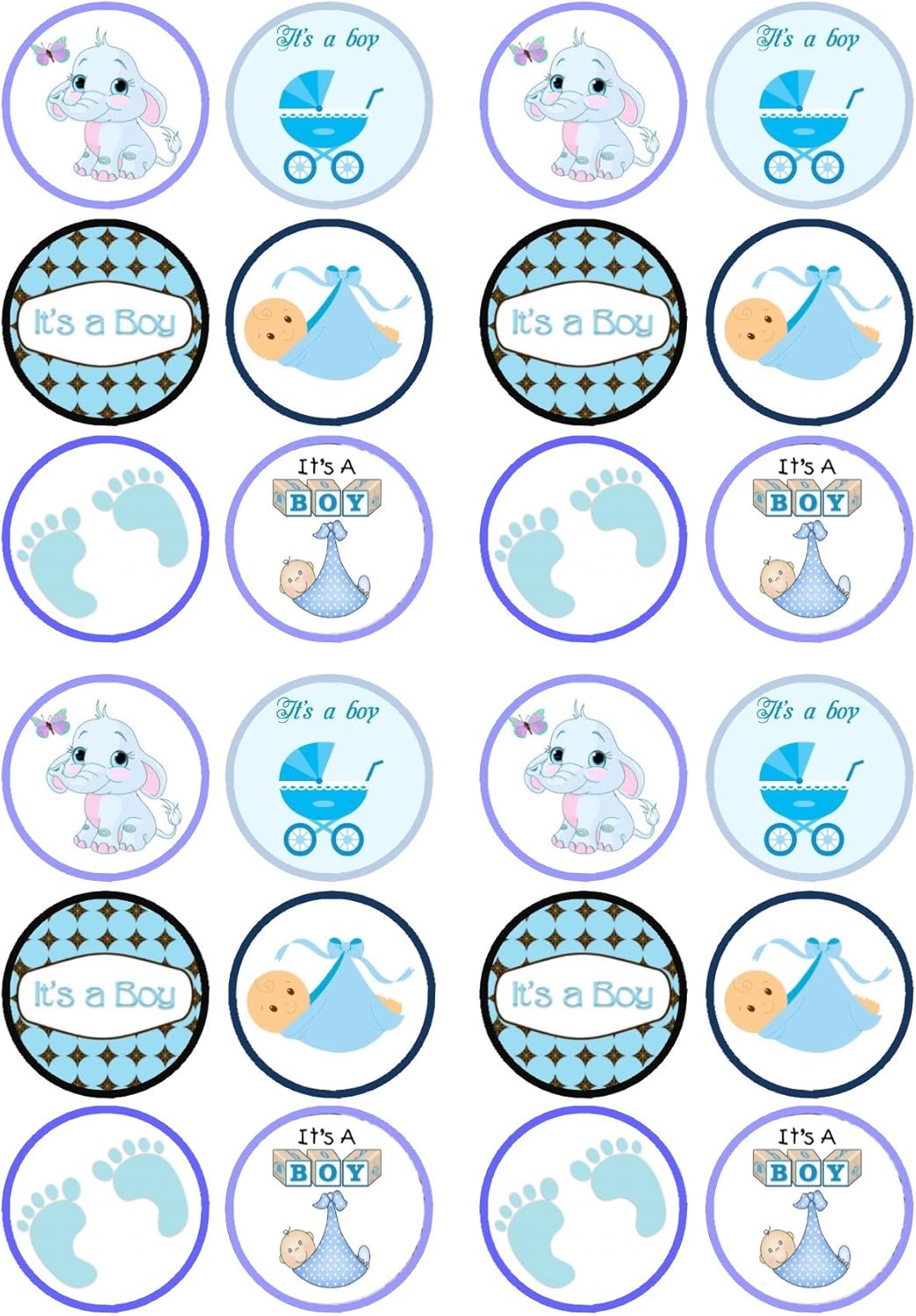 It S A Boy Mix Baby Shower Birth Precut Edible Cupcake Toppers