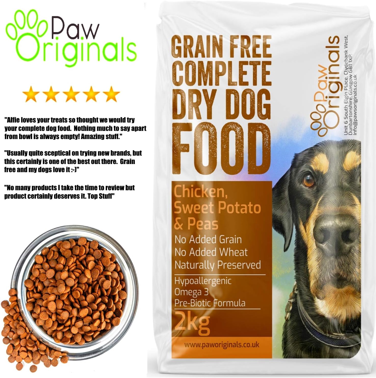 100% Grain Free Complete Dry Dog Food - Chicken, Sweet Potato & Peas - Pre-Biotic Formula - Omega 3 - Hypoallergenic - Promotes Coat, Skin, Joint and Brain Health - Perfect For Sensitive Stomachs - Image 4