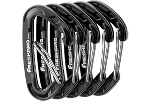 FresKaro 5pcs Nano Carabiner Clips, 8kN 1798lbs, Small Sturdy, Reliable Time-Tested Strong Spring Wiregate, Mini Size 2.37inch, Choice of 5colors