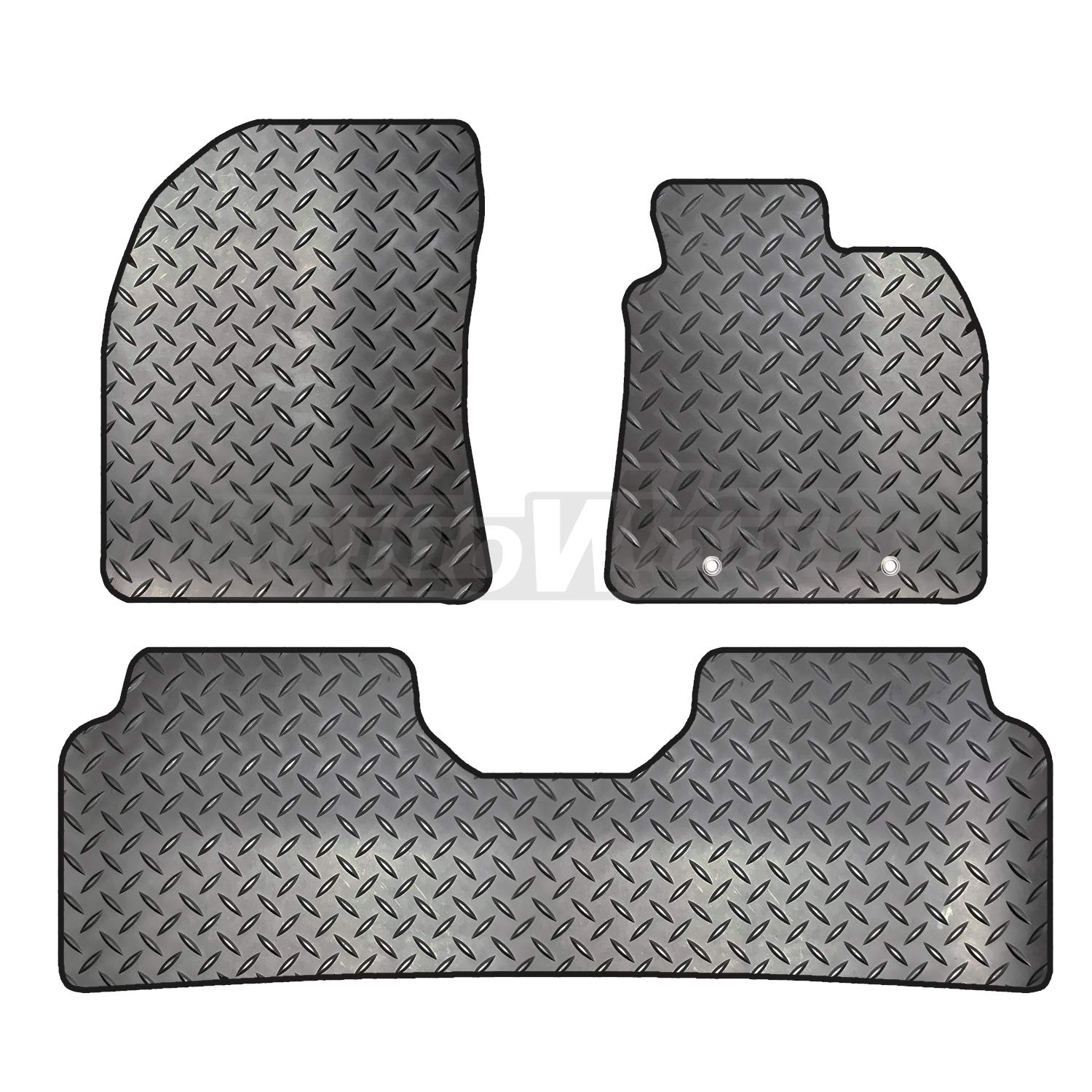 Carsio Rubber 3 Piece Car Mat Set For Toyota Avensis 2009-2011 2 Round Clips Tailored Fit Floor Mat Complete Accessory Black Custom Fitted - All Weather & Heavy Duty, Anti-Slip Backing
