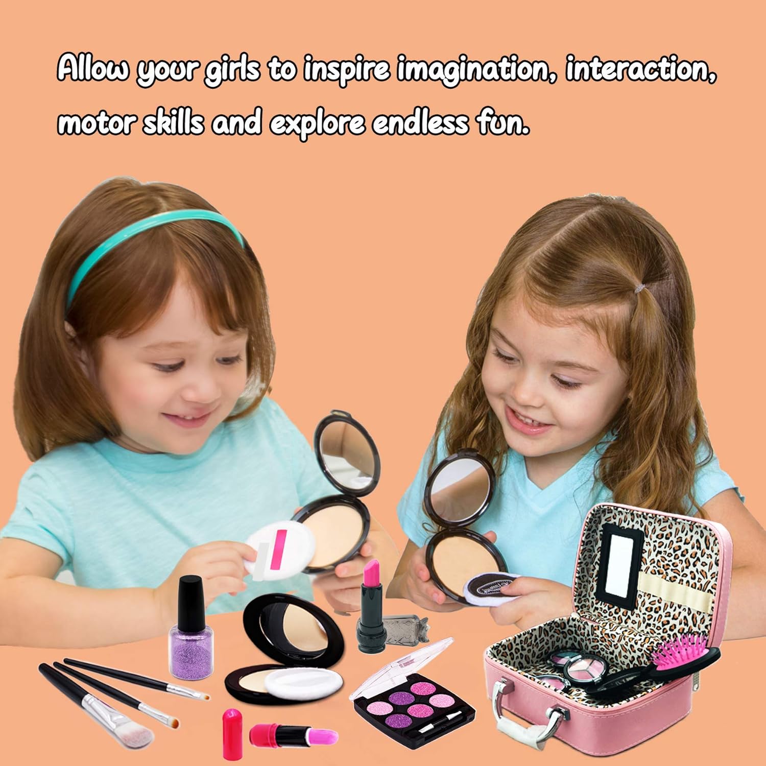 Senrokes Pretend Makeup Kids Cosmetic Toy Play Makeup Kit for Toddlers, Non Toxic Toy Face Makeup Beauty Set Birthday Gift for 3 4 5 6 7 8 9 10 Year Old Girls Fit Role Play Game, Princess Dress up.: Toys & Games