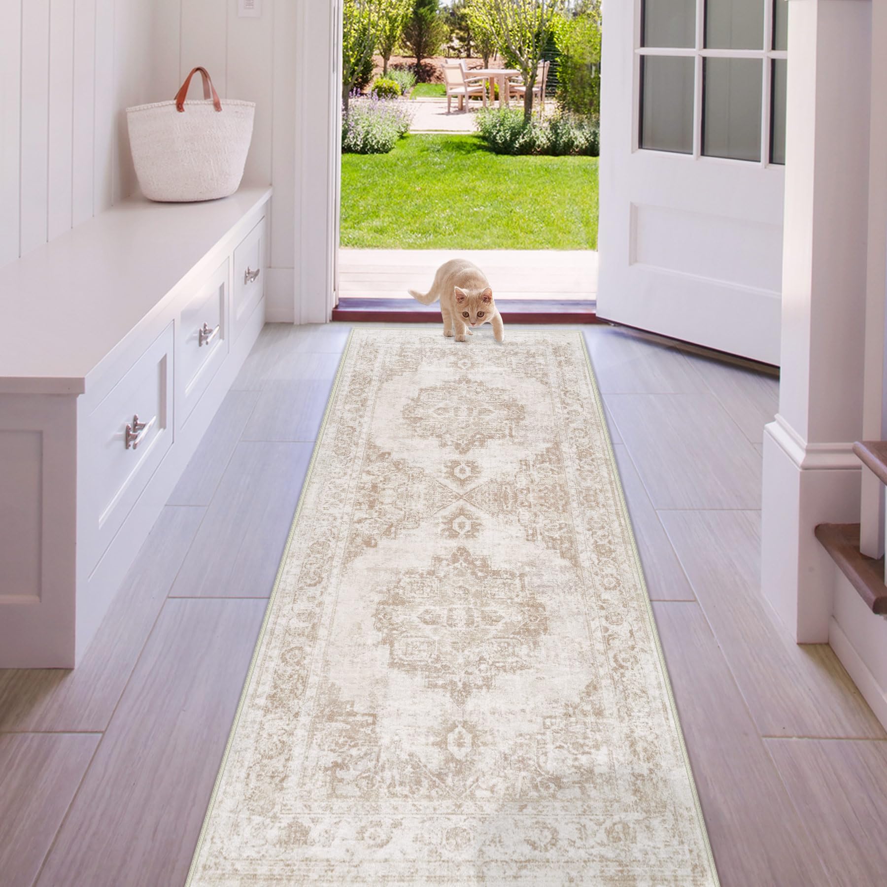 Area Rug 2x6 Runner Rug: Washable Vintage Hallway
