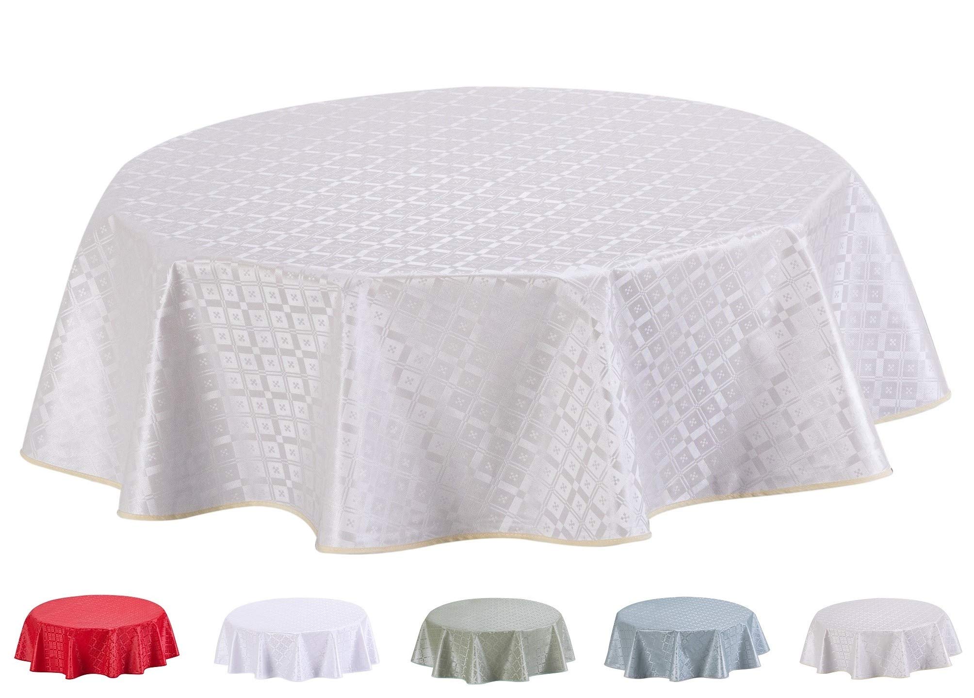 Home Direct Round Embossed Oilcloth PVC Wipe Clean Tablecloth Table Cover 155cm 61" Beige Grey