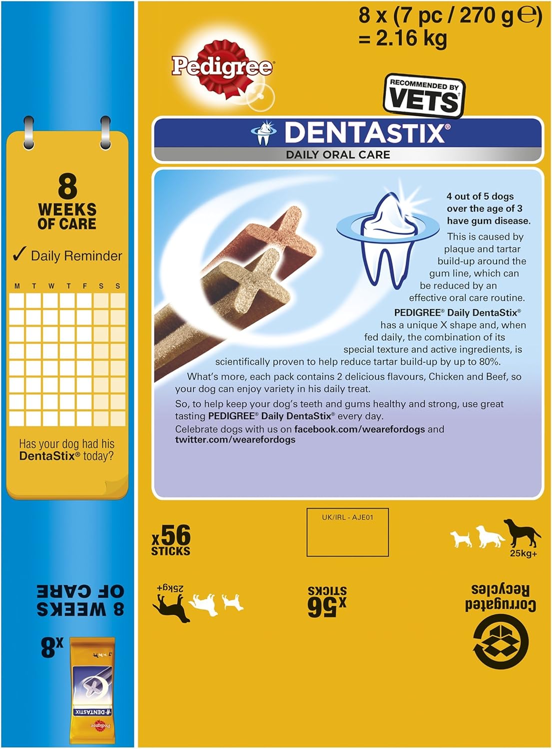 Pedigree Dentastix Daily Oral Care Dental Chews Large Dog 56 Sticks, 8 x 270g, Clear, 2.16 kg (Pack of 1) - Image 5