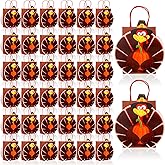 Yexiya 24 Pack Thanksgiving Turkey Gift Paper Bags Bulk Turkey Shaped Reusable Treat Candy Totes Goodie Bags with Handles for Autumn Fall Harvest Birthday Party Favors Bag Supplies Decoration