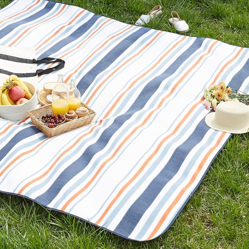 Manta para pícnic Jardín con base impermeable, 200 x 200 cm, Diseño de rayas marino — foto 2 de 5