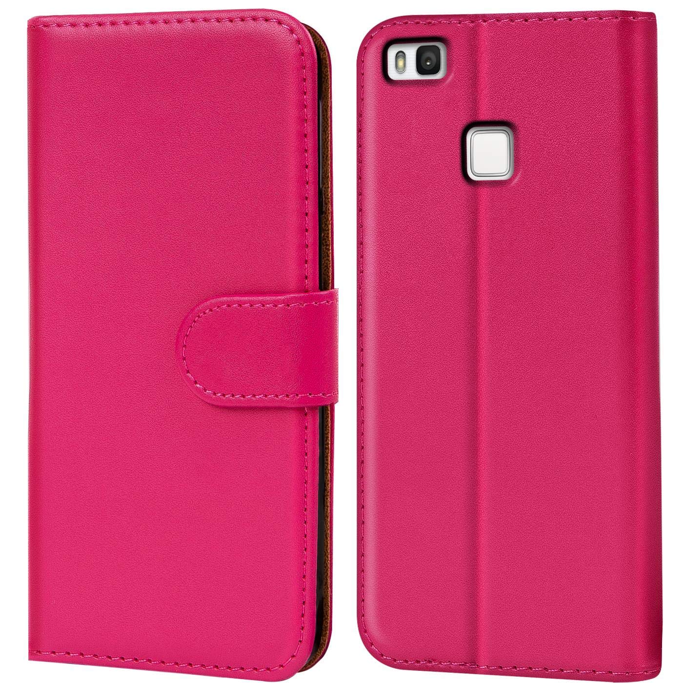 Verco Wallet Case for Huawei P9 Lite Book Cover with Magnetic Closure compatible with Huawei P9 Lite Flip Case with Card Slots Faux Leather - Pink