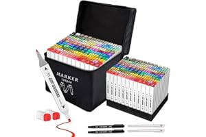 Banral 120 Colors Alcohol Markers, Dual Tip Alcohol Based Art Markers Set Pens for Artists Kids Adults, Permanent Drawing Markers for Adult Coloring Sketching Illustration with Case and Holders