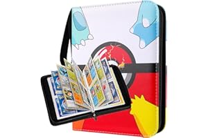 ESSAGER 4-Pocket Trading Card Binder, Fits 400 Cards with 50 Removable Sleeves, Zipper Card Collection Binder Album Book Storage Organizer - Toys Gifts for Boys Girls