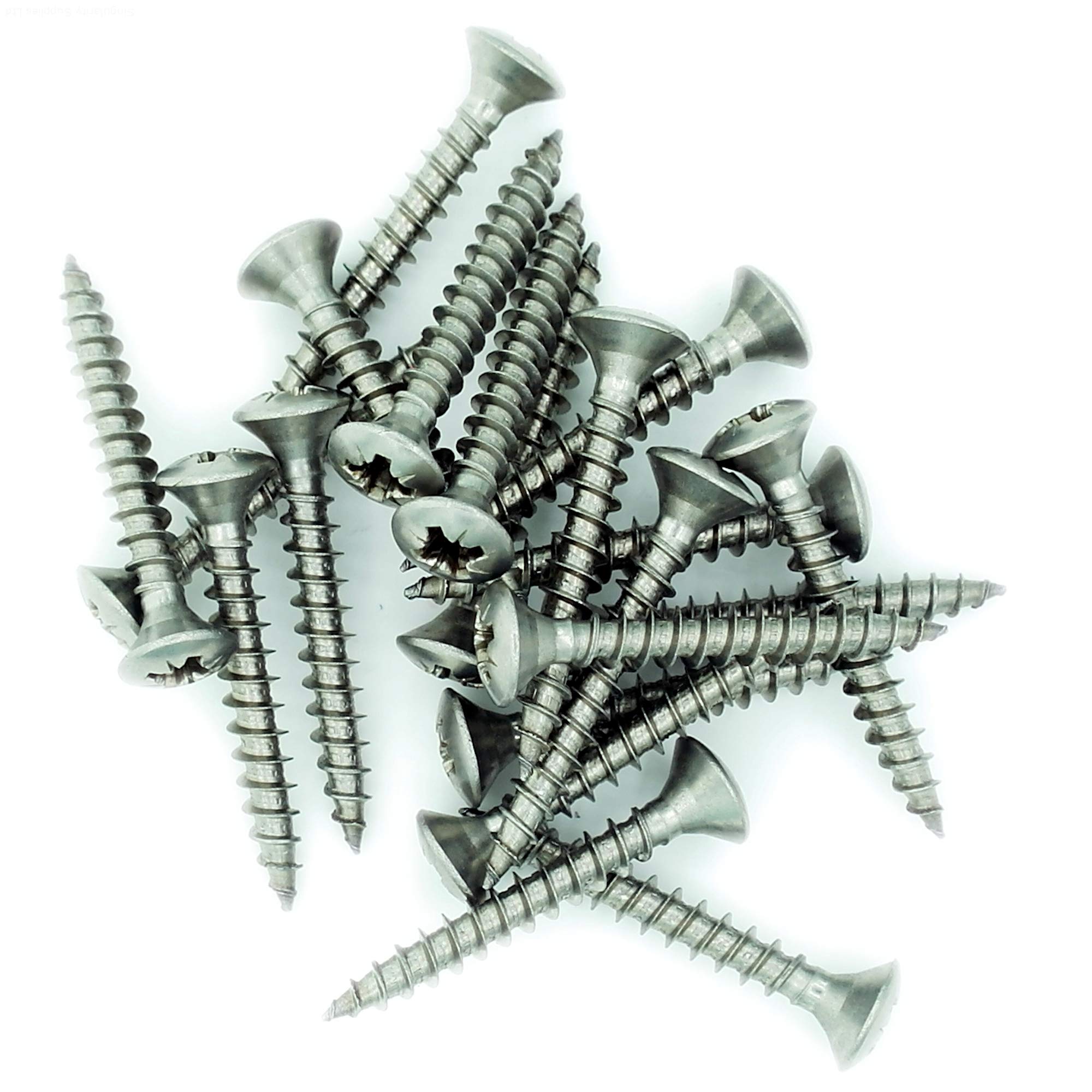 No.6 x 1.8 (4mm x 45mm) Pozi Raised Countersunk Chipboard Screw - Stainless Steel (A2) (Pack of 20)