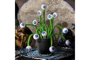 Wavwavw 12 Pcs Halloween Eyeball Picks Halloween Floral Picks 10 Inch Branch Green Decoration Stems Props Decor for Home Office Party Indoor Gifts(Green)