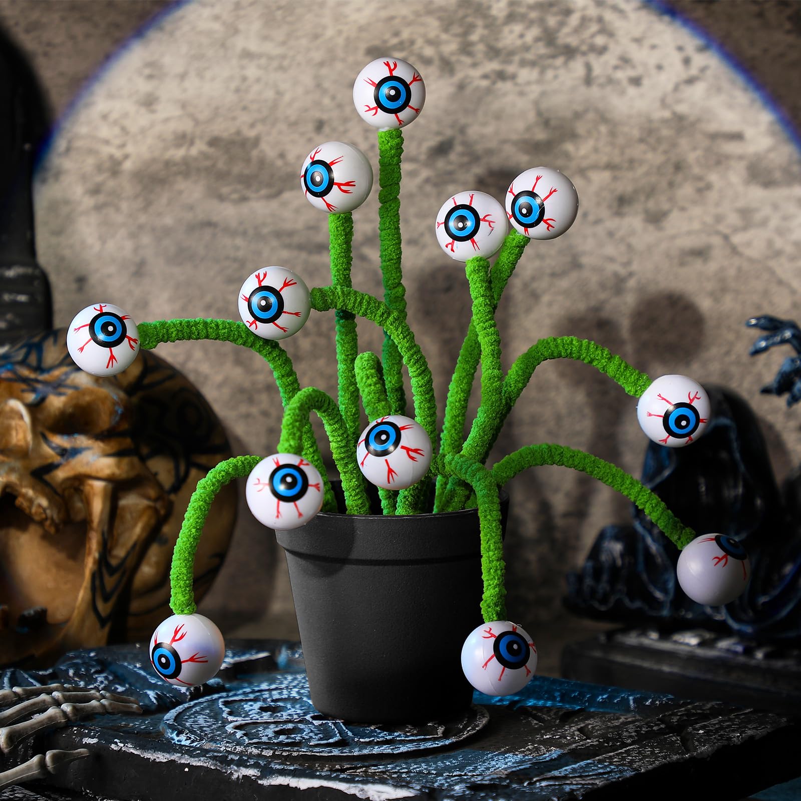 Photo 1 of Wavwavw 12 Pcs Halloween Eyeball Picks Halloween Floral Picks 10 Inch Branch Green Decoration Stems Props Decor for Home Office Party Indoor Gifts(Green)