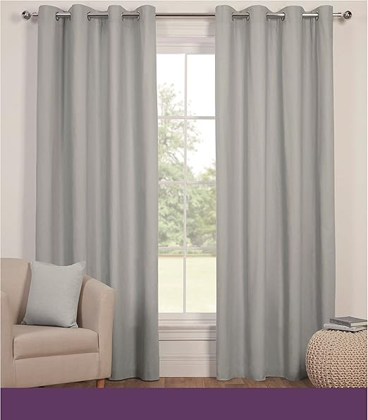 Sasa Craze Bedding Canvas Lined Eyelet Curtains 66x72 Silver