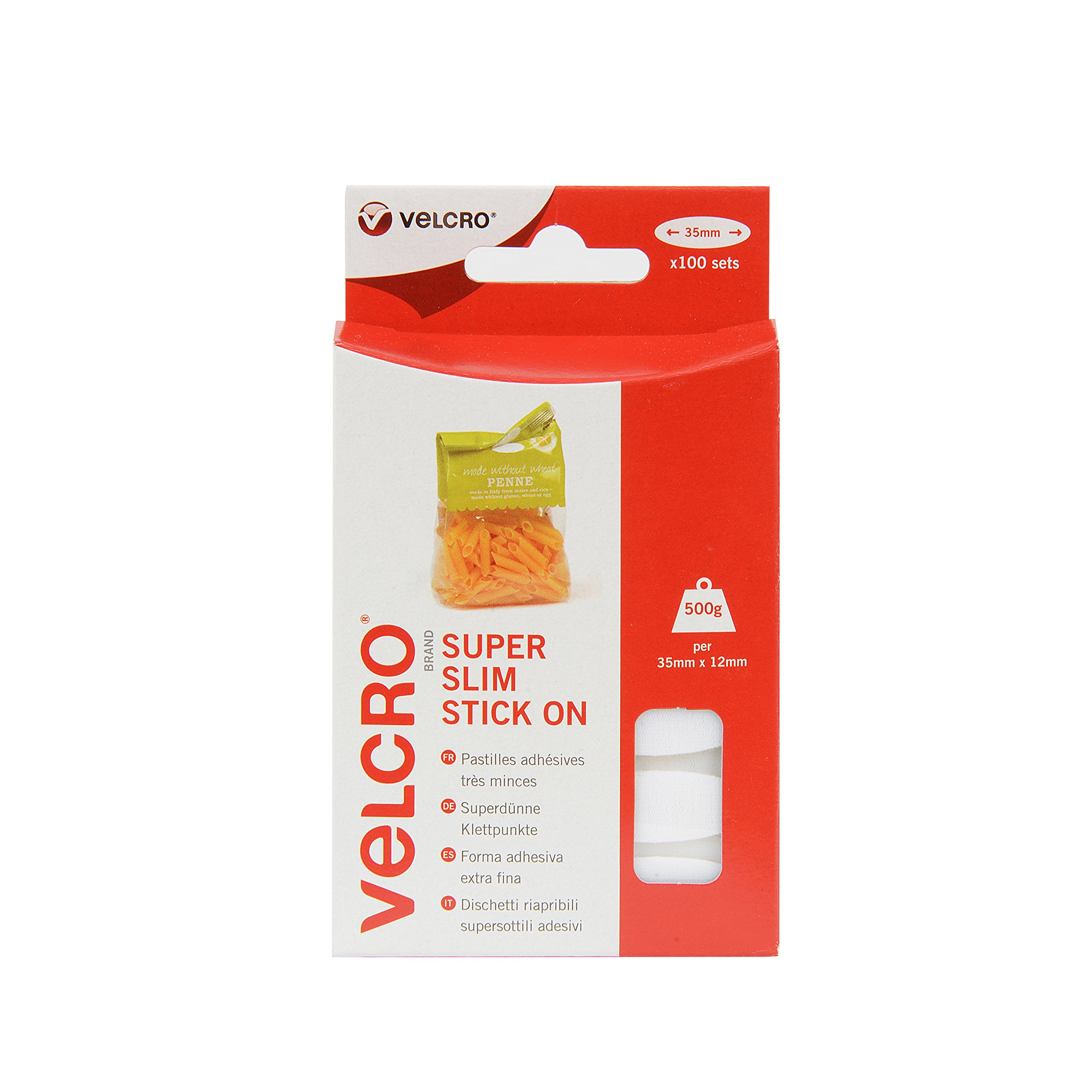 VELCRO Brand Super Slim Stick On Ovals, 35 mm - Pack of 100, White