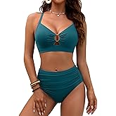 Blooming Jelly Womens High Waisted Bikini Sets Tummy Control Swimsuits Ribbed Two Piece Bathing Suit O Ring Swim Suits 2025