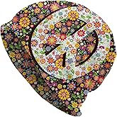 Hippie Flower Peace Beanie Hat Slouchy Cap Warm Cancer Headwear Stretch Knitted Hats For Women Men
