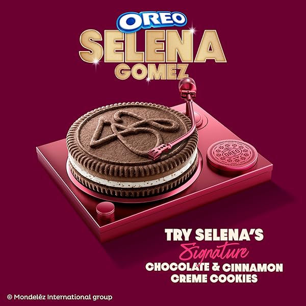SELENA GOMEZ OREO COOKIES, CHOCOLATE AND CINNAMON CREME, LIMITED EDITION, 10 SNACK PACKS (2 COOKIES PER PACK)