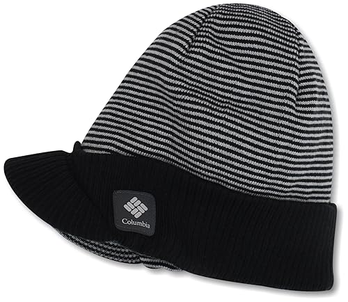 Columbia Men's Urbanization Visor Beanie,Black/Cool Grey Stripe