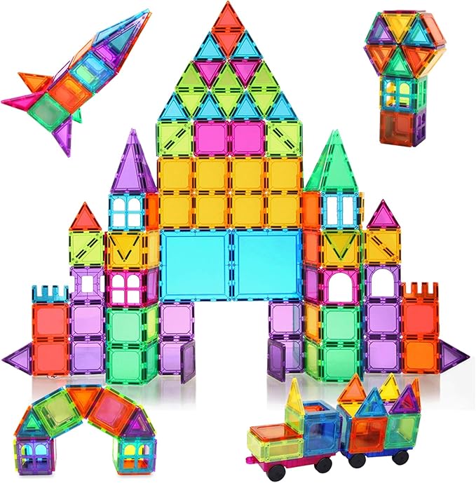 120 piece magnetic tiles magnetic building blocks toys for kids